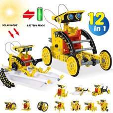 Robotu konstruktors ar saules paneli dzeltens