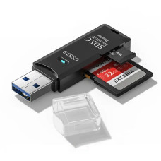 Atmiņas karšu lasītājs MicroSD un SD kartēm USB3.0 melns